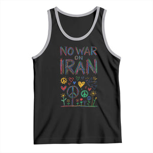 No War On Iran Colorful Peace Graphic Tank Top Retro Anti War Protest TS02 Black Athletic Heather Print Your Wear
