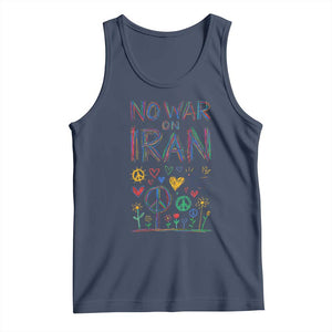 No War On Iran Colorful Peace Graphic Tank Top Retro Anti War Protest TS02 Navy Print Your Wear