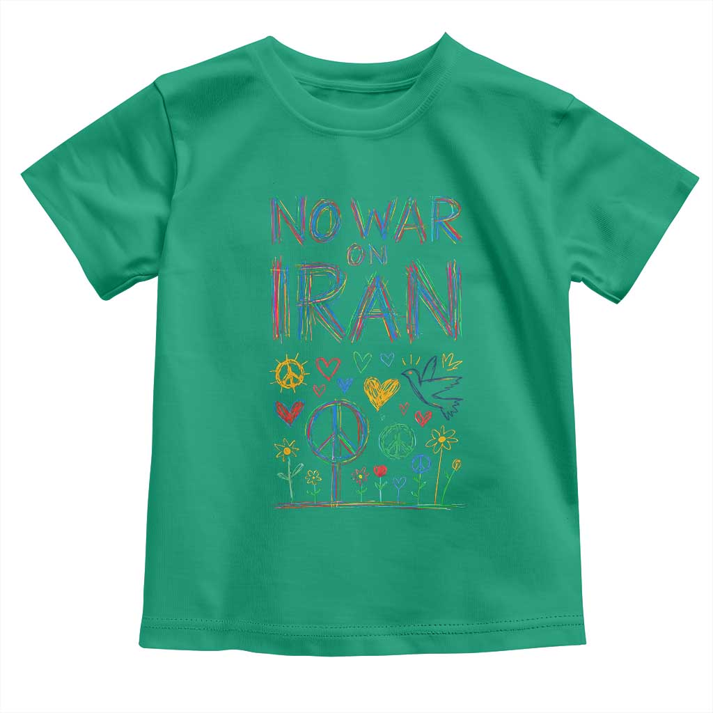No War On Iran Colorful Peace Graphic Toddler T Shirt Retro Anti War Protest TS02 Irish Green Print Your Wear