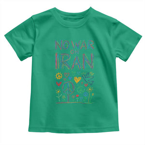 No War On Iran Colorful Peace Graphic Toddler T Shirt Retro Anti War Protest TS02 Irish Green Print Your Wear