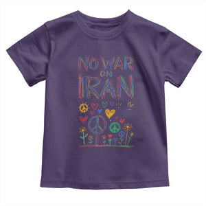 No War On Iran Colorful Peace Graphic Toddler T Shirt Retro Anti War Protest TS02 Purple Print Your Wear