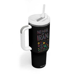 No War On Iran Colorful Peace Graphic Tumbler With Handle Retro Anti War Protest TS02 Print Your Wear
