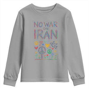 No War On Iran Colorful Peace Graphic Youth Sweatshirt Retro Anti War Protest TS02 Sport Gray Print Your Wear