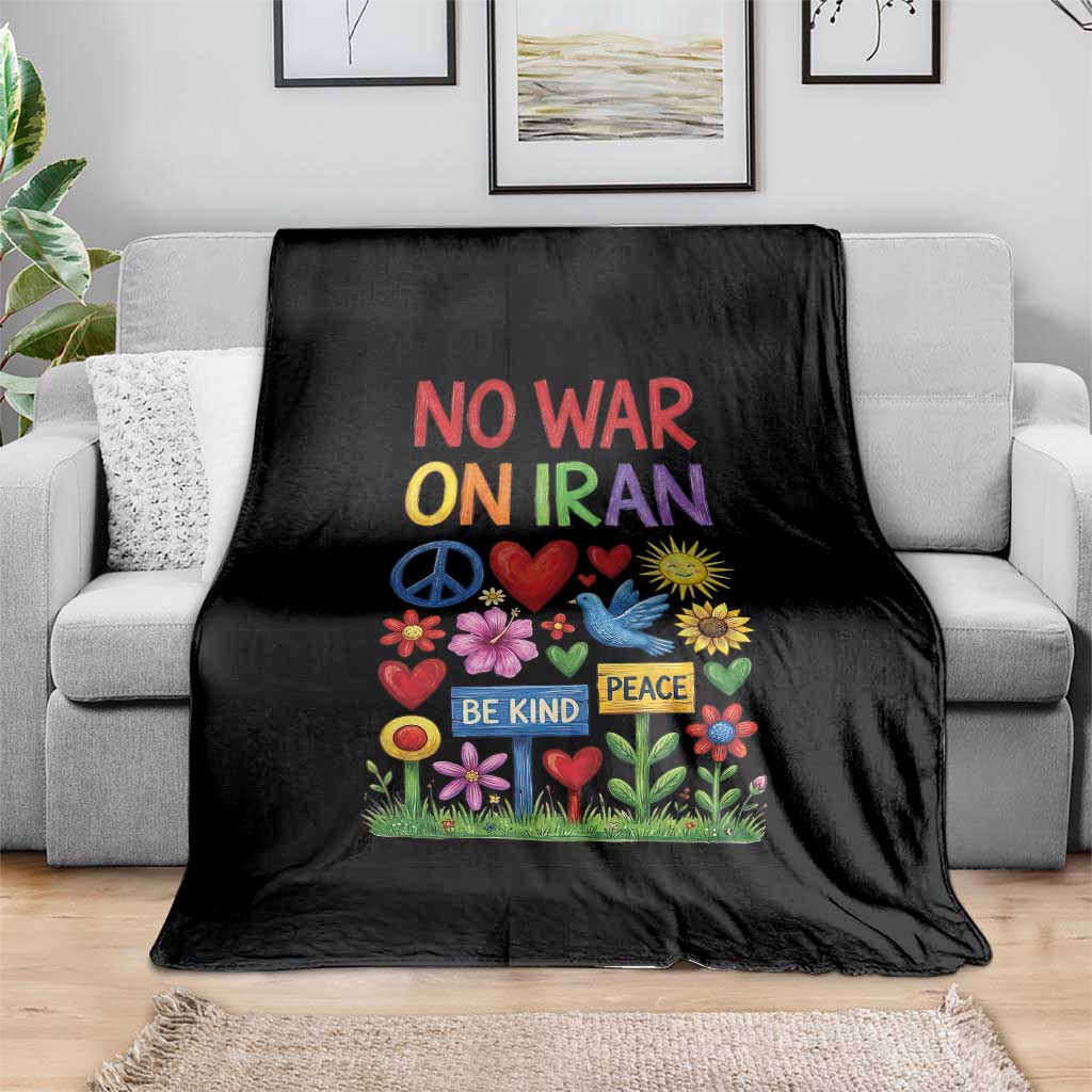 No War On Iran Colorful Peace Protest Throw Blanket Anti War Activist Statement TS02 Print Your Wear
