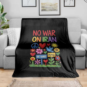 No War On Iran Colorful Peace Protest Throw Blanket Anti War Activist Statement TS02 Print Your Wear