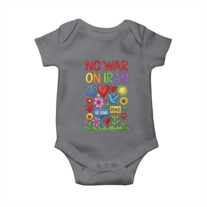 No War On Iran Colorful Peace Protest Baby Onesie Anti War Activist Statement TS02 Charcoal Print Your Wear