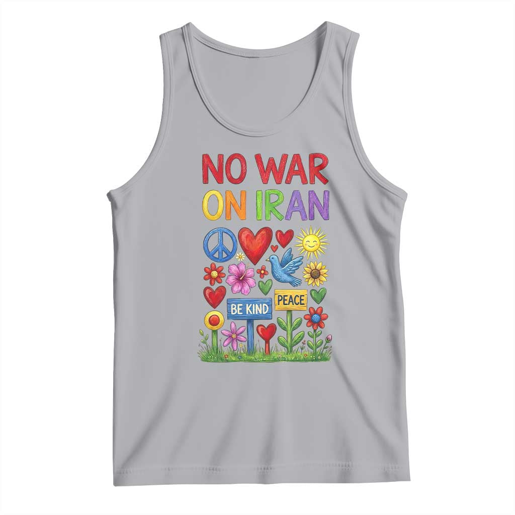 No War On Iran Colorful Peace Protest Tank Top Anti War Activist Statement TS02 Athletic Heather Print Your Wear