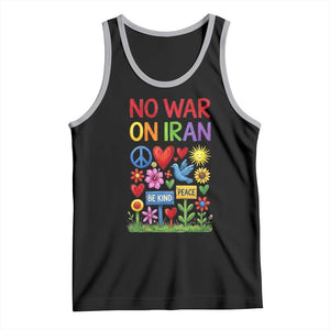 No War On Iran Colorful Peace Protest Tank Top Anti War Activist Statement TS02 Black Athletic Heather Print Your Wear