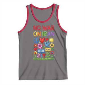 No War On Iran Colorful Peace Protest Tank Top Anti War Activist Statement TS02 Deep Heather Red Print Your Wear