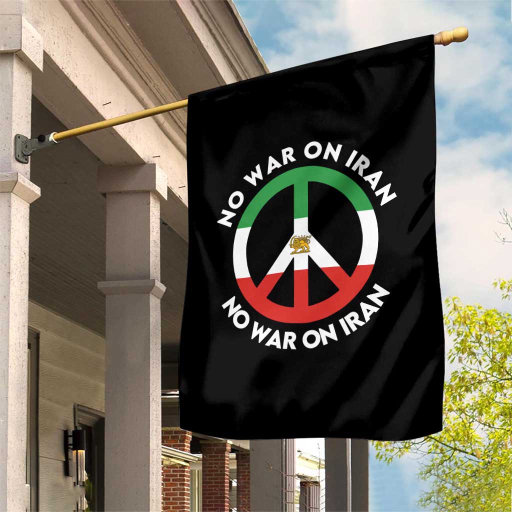 No War On Iran Peace Symbol Garden Flag Iranian Lion Emblem Anti War Protest TS02 Print Your Wear