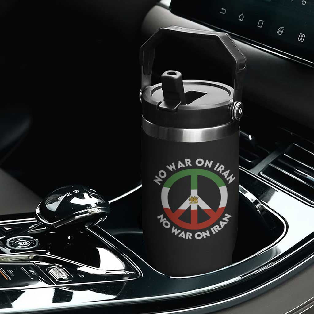 No War On Iran Peace Symbol Flip Straw Tumbler Iranian Lion Emblem Anti War Protest TS02 Print Your Wear