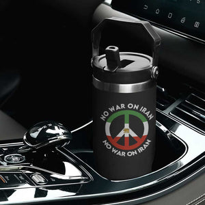 No War On Iran Peace Symbol Flip Straw Tumbler Iranian Lion Emblem Anti War Protest TS02 Print Your Wear