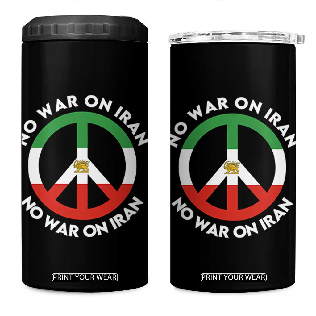 No War On Iran Peace Symbol 4 in 1 Can Cooler Tumbler Iranian Lion Emblem Anti War Protest TS02 One Size: 16 oz Black Print Your Wear