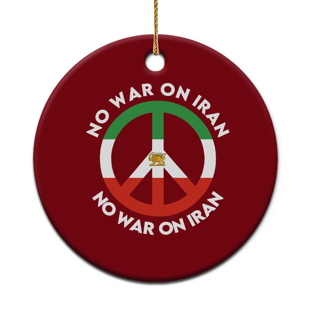 No War On Iran Peace Symbol Ceramic Ornament Iranian Lion Emblem Anti War Protest TS02 1pc Red Print Your Wear