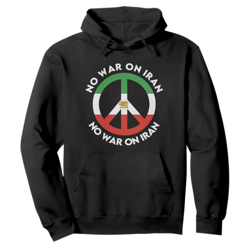 No War On Iran Peace Symbol Hoodie Iranian Lion Emblem Anti War Protest TS02 Black Print Your Wear