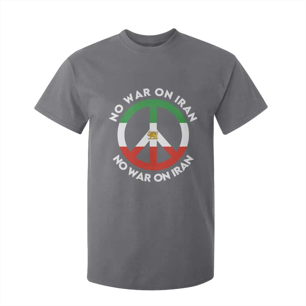 No War On Iran Peace Symbol T Shirt For Kid Iranian Lion Emblem Anti War Protest TS02 Charcoal Print Your Wear