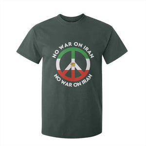 No War On Iran Peace Symbol T Shirt For Kid Iranian Lion Emblem Anti War Protest TS02 Dark Forest Green Print Your Wear