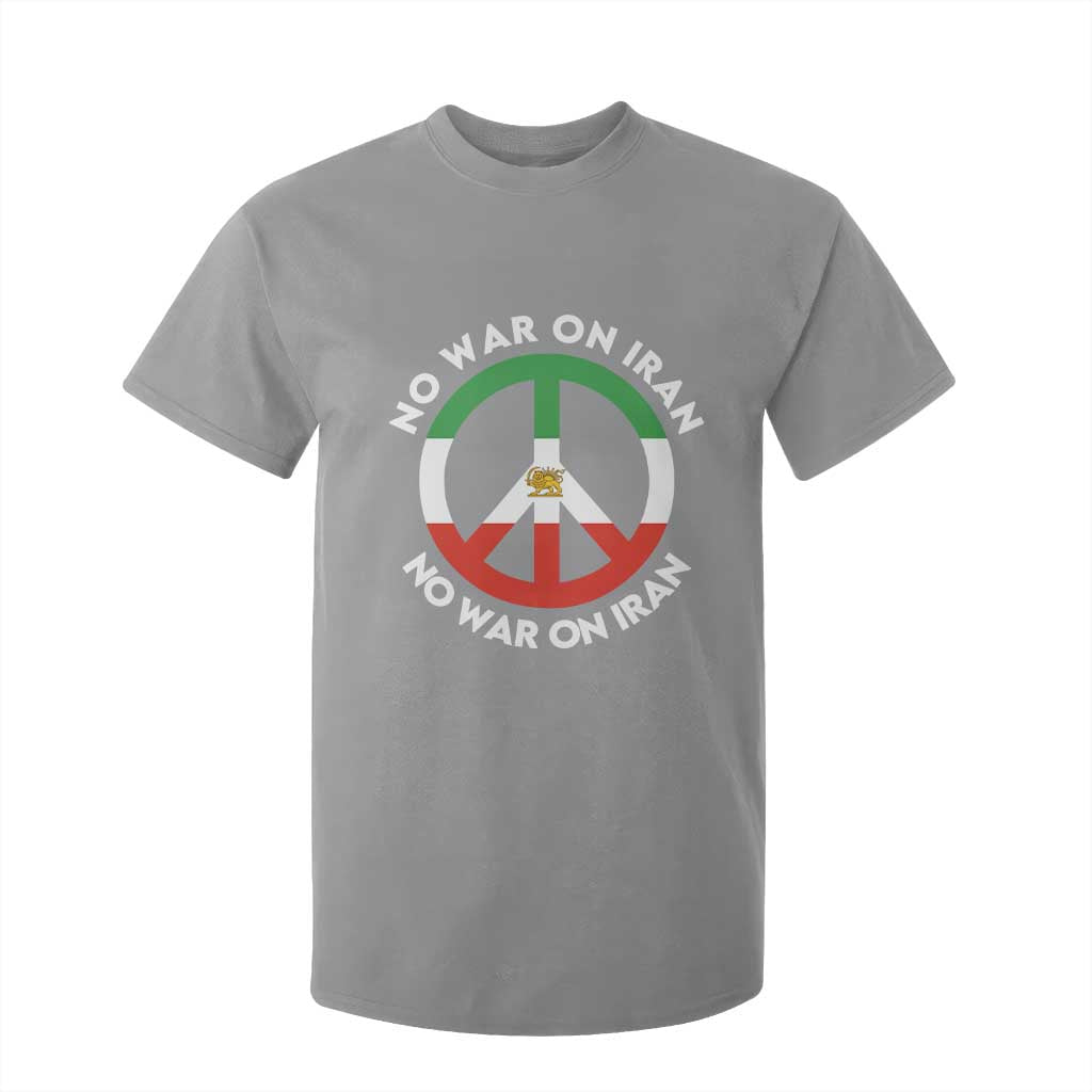 No War On Iran Peace Symbol T Shirt For Kid Iranian Lion Emblem Anti War Protest TS02 Sport Gray Print Your Wear