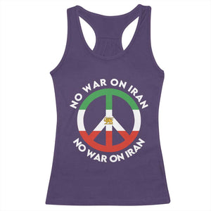 No War On Iran Peace Symbol Racerback Tank Top Iranian Lion Emblem Anti War Protest TS02 Purple Print Your Wear