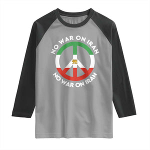 No War On Iran Peace Symbol Raglan Shirt Iranian Lion Emblem Anti War Protest TS02 Sport Gray Black Print Your Wear
