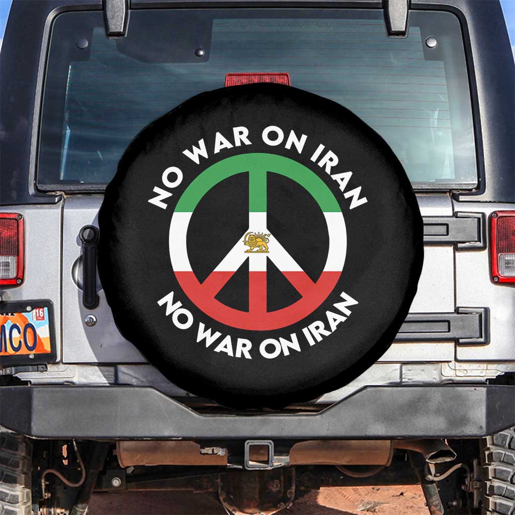 No War On Iran Peace Symbol Spare Tire Cover Iranian Lion Emblem Anti War Protest TS02 No hole Black Print Your Wear