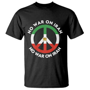 No War On Iran Peace Symbol T Shirt Iranian Lion Emblem Anti War Protest TS02 Black Print Your Wear