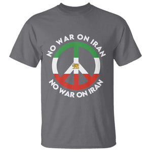 No War On Iran Peace Symbol T Shirt Iranian Lion Emblem Anti War Protest TS02 Charcoal Print Your Wear