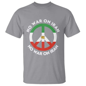 No War On Iran Peace Symbol T Shirt Iranian Lion Emblem Anti War Protest TS02 Sport Gray Print Your Wear