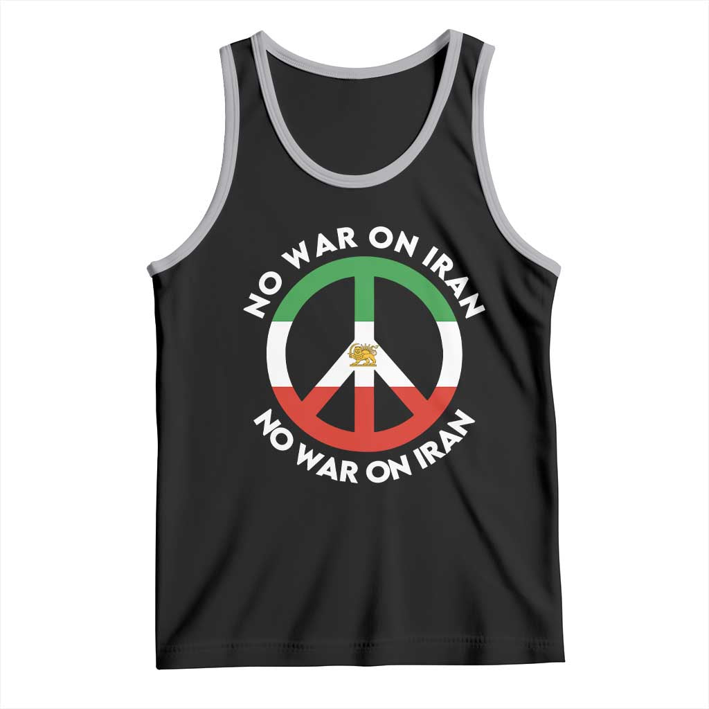 No War On Iran Peace Symbol Tank Top Iranian Lion Emblem Anti War Protest TS02 Black Athletic Heather Print Your Wear