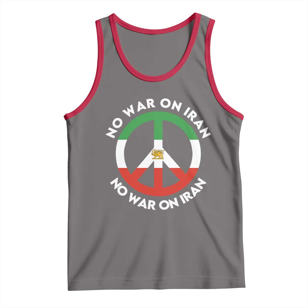 No War On Iran Peace Symbol Tank Top Iranian Lion Emblem Anti War Protest TS02 Deep Heather Red Print Your Wear