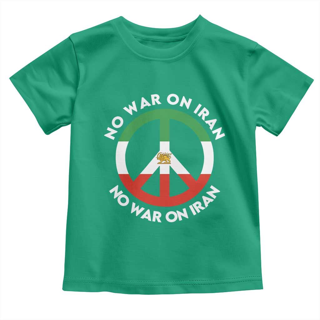 No War On Iran Peace Symbol Toddler T Shirt Iranian Lion Emblem Anti War Protest TS02 Irish Green Print Your Wear