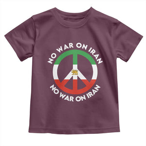 No War On Iran Peace Symbol Toddler T Shirt Iranian Lion Emblem Anti War Protest TS02 Maroon Print Your Wear