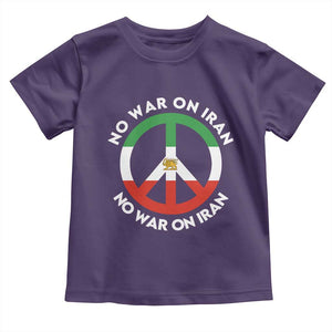No War On Iran Peace Symbol Toddler T Shirt Iranian Lion Emblem Anti War Protest TS02 Purple Print Your Wear