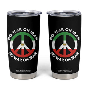 No War On Iran Peace Symbol Tumbler Cup Iranian Lion Emblem Anti War Protest TS02 Black Print Your Wear