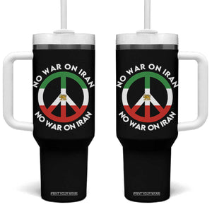 No War On Iran Peace Symbol Tumbler With Handle Iranian Lion Emblem Anti War Protest TS02 One Size: 40 oz Black Print Your Wear