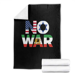No War USA Israel Iran Flags Throw Blanket Anti War Protest Political Statement TS02 Black Print Your Wear