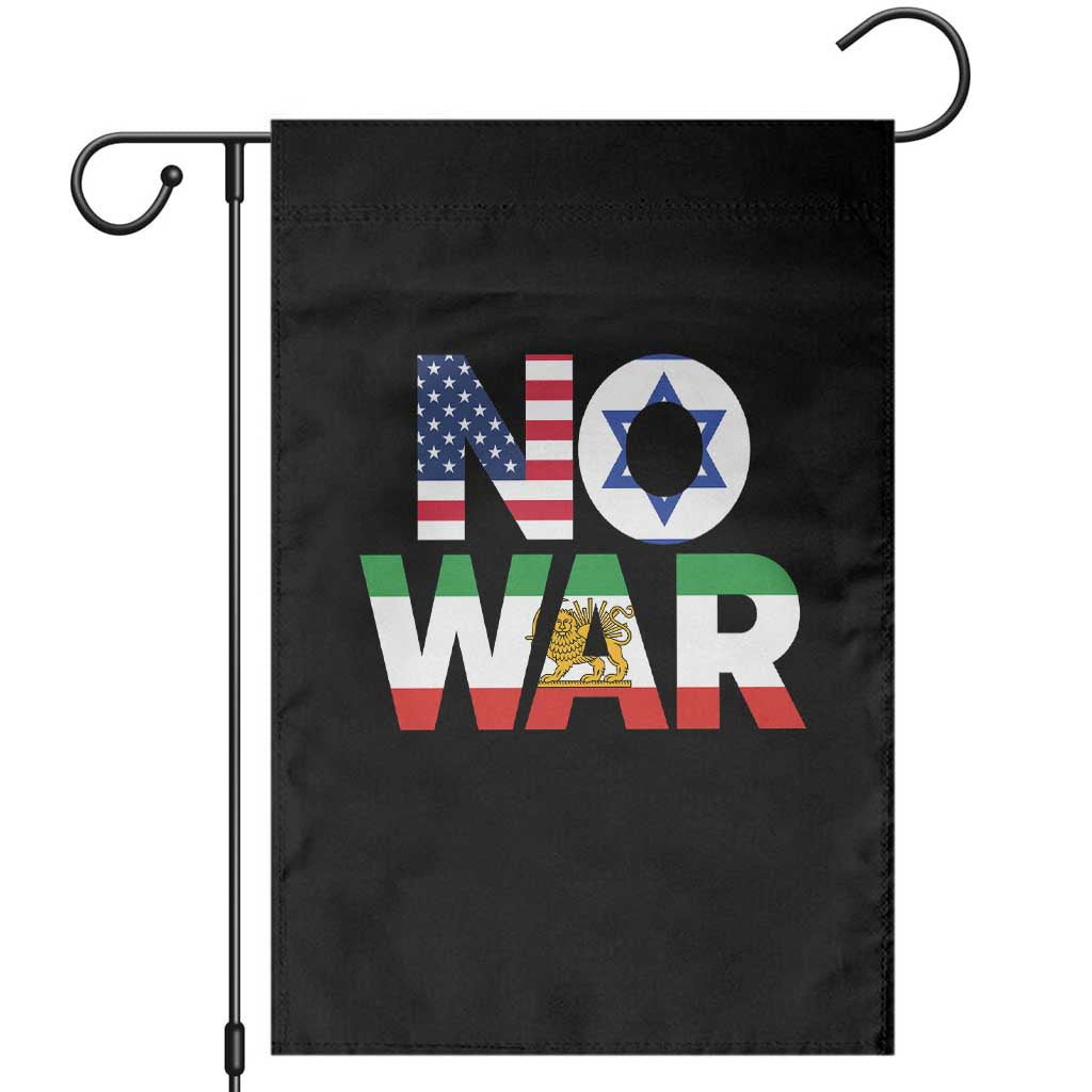No War USA Israel Iran Flags Garden Flag Anti War Protest Political Statement TS02 Black Print Your Wear