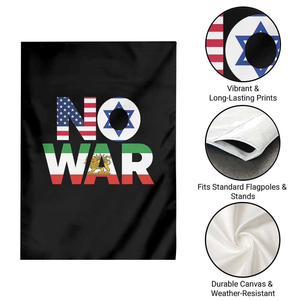 No War USA Israel Iran Flags Garden Flag Anti War Protest Political Statement TS02 Print Your Wear