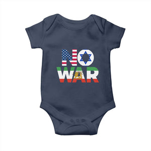 No War USA Israel Iran Flags Baby Onesie Anti War Protest Political Statement TS02 Navy Print Your Wear