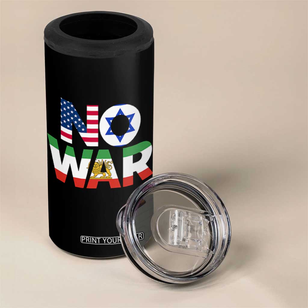 No War USA Israel Iran Flags 4 in 1 Can Cooler Tumbler Anti War Protest Political Statement TS02 Print Your Wear