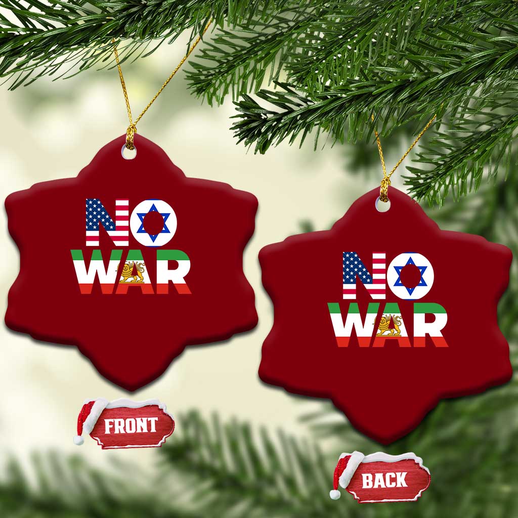 No War USA Israel Iran Flags Ceramic Ornament Anti War Protest Political Statement TS02 Print Your Wear