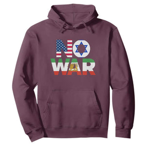 No War USA Israel Iran Flags Hoodie Anti War Protest Political Statement TS02 Maroon Print Your Wear