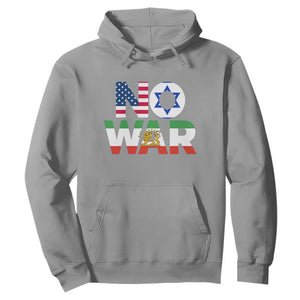 No War USA Israel Iran Flags Hoodie Anti War Protest Political Statement TS02 Sport Gray Print Your Wear
