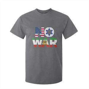 No War USA Israel Iran Flags T Shirt For Kid Anti War Protest Political Statement TS02 Charcoal Print Your Wear