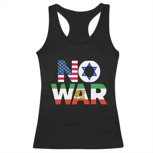No War USA Israel Iran Flags Racerback Tank Top Anti War Protest Political Statement TS02 Black Print Your Wear