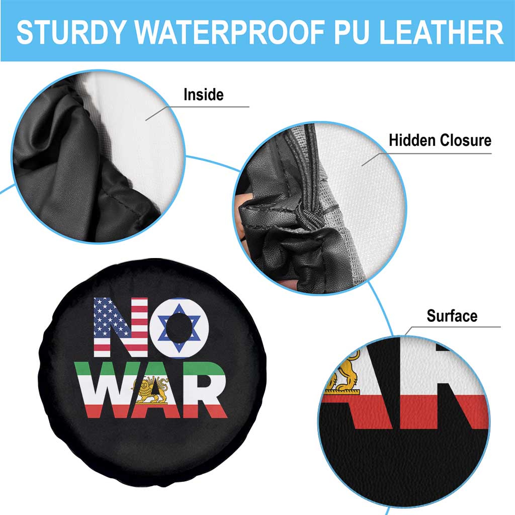 No War USA Israel Iran Flags Spare Tire Cover Anti War Protest Political Statement TS02 Print Your Wear