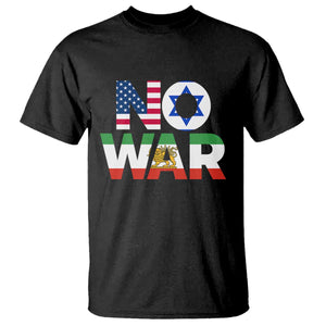 No War USA Israel Iran Flags T Shirt Anti War Protest Political Statement TS02 Black Print Your Wear