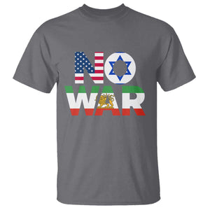 No War USA Israel Iran Flags T Shirt Anti War Protest Political Statement TS02 Charcoal Print Your Wear