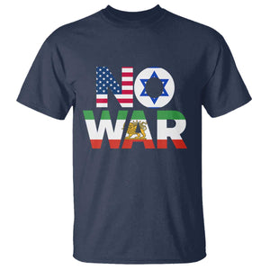 No War USA Israel Iran Flags T Shirt Anti War Protest Political Statement TS02 Navy Print Your Wear