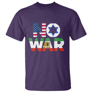 No War USA Israel Iran Flags T Shirt Anti War Protest Political Statement TS02 Purple Print Your Wear